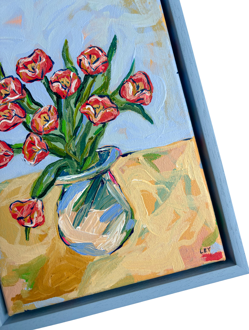 'RED TULIPS' FRAMED ORIGINAL PAINTING