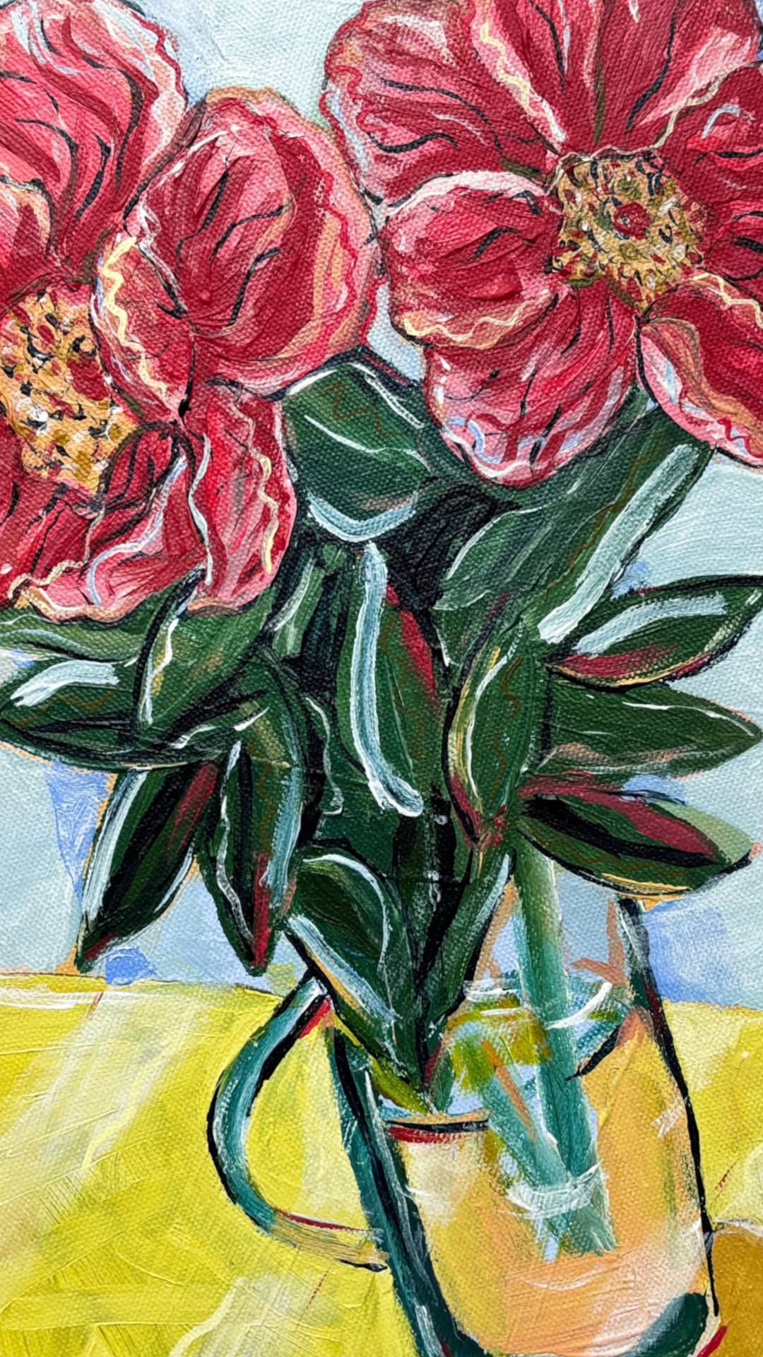 ‘SUMMER PEONIES' FRAMED ORIGINAL PAINTING