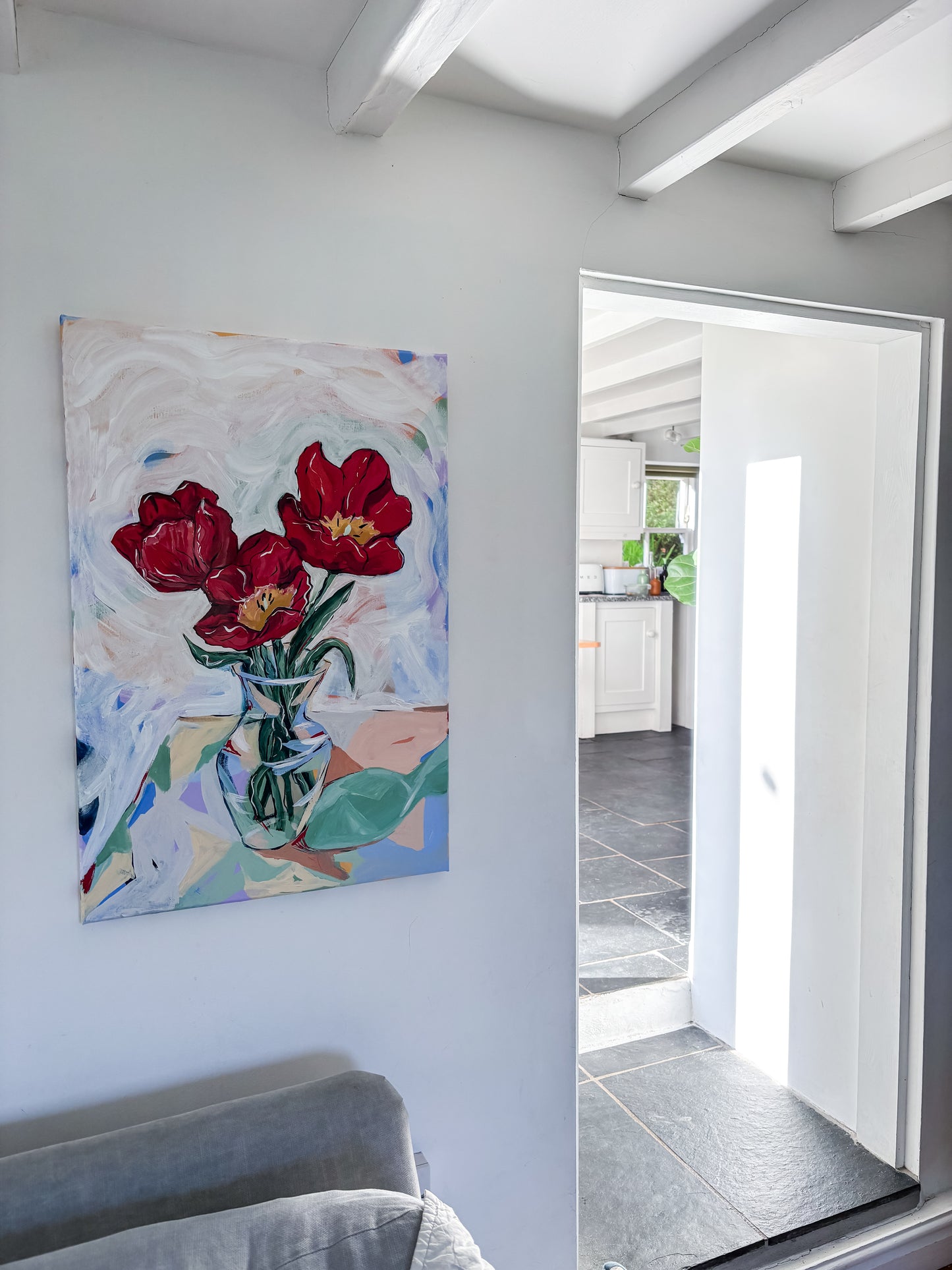 'The Red Flowers' FRAMED ORIGINAL PAINTING