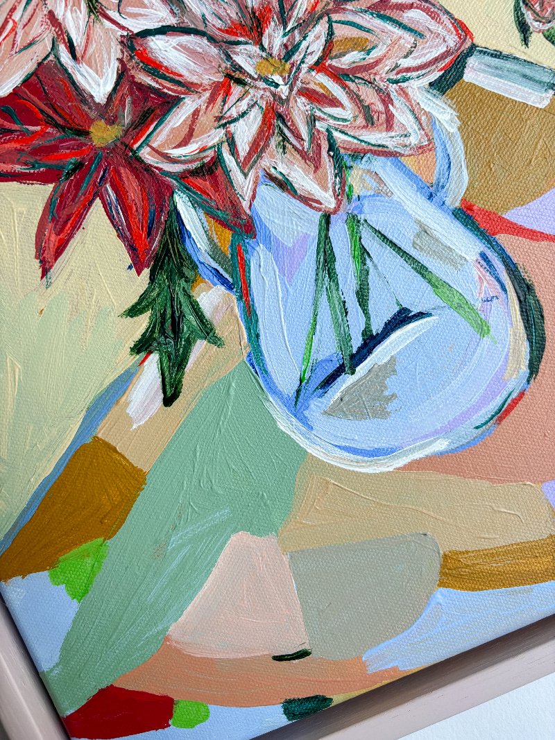 'A JUG FULL OF DAHLIAS' FRAMED ORIGINAL PAINTING