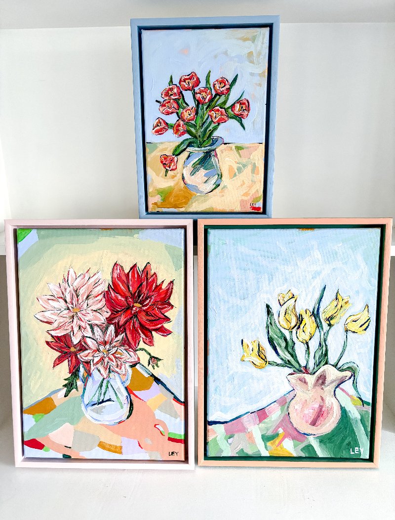 'RED TULIPS' FRAMED ORIGINAL PAINTING