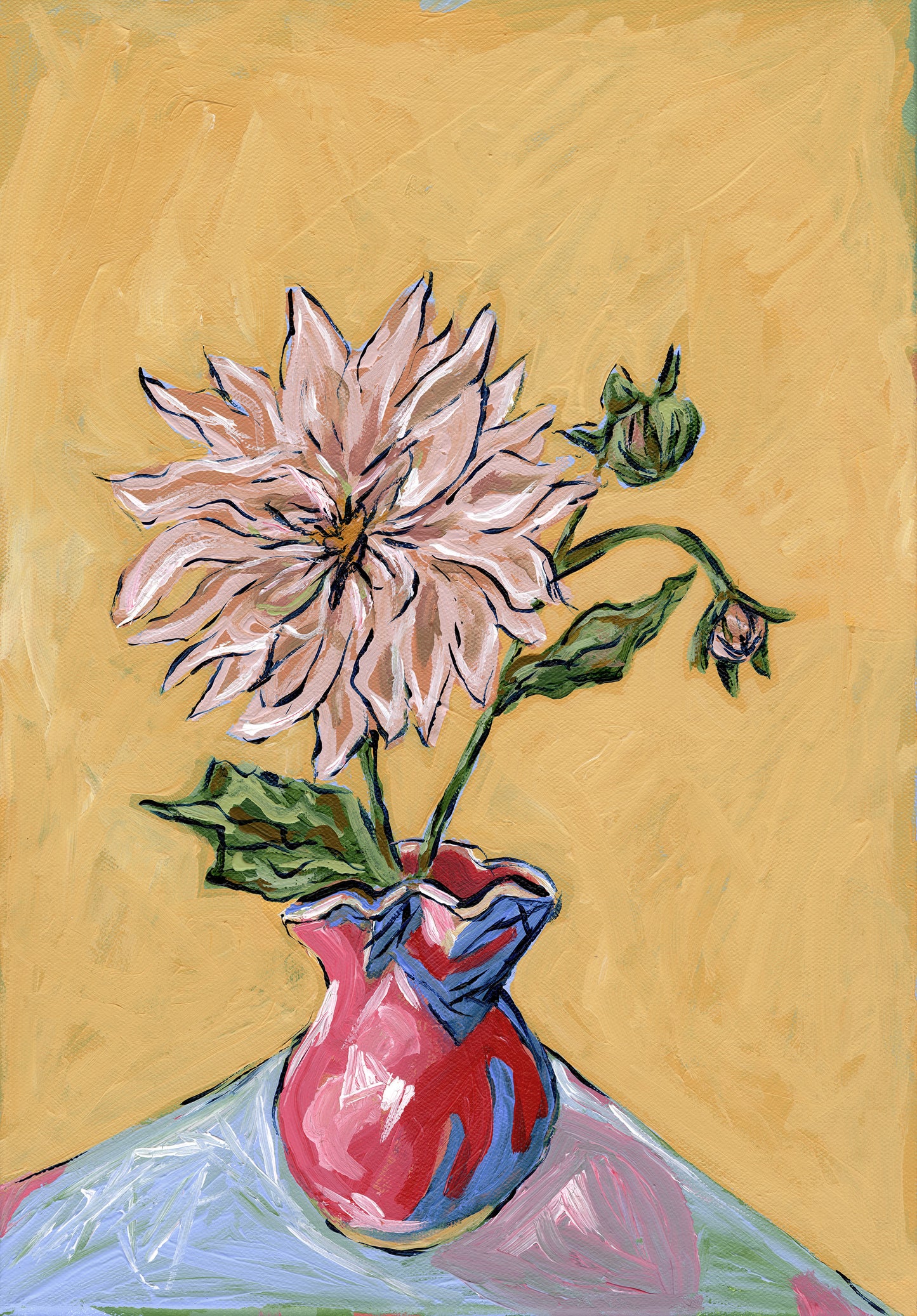 LIMITED EDITION 'DAHLIA ON YELLOW' GICLEE ART PRINT