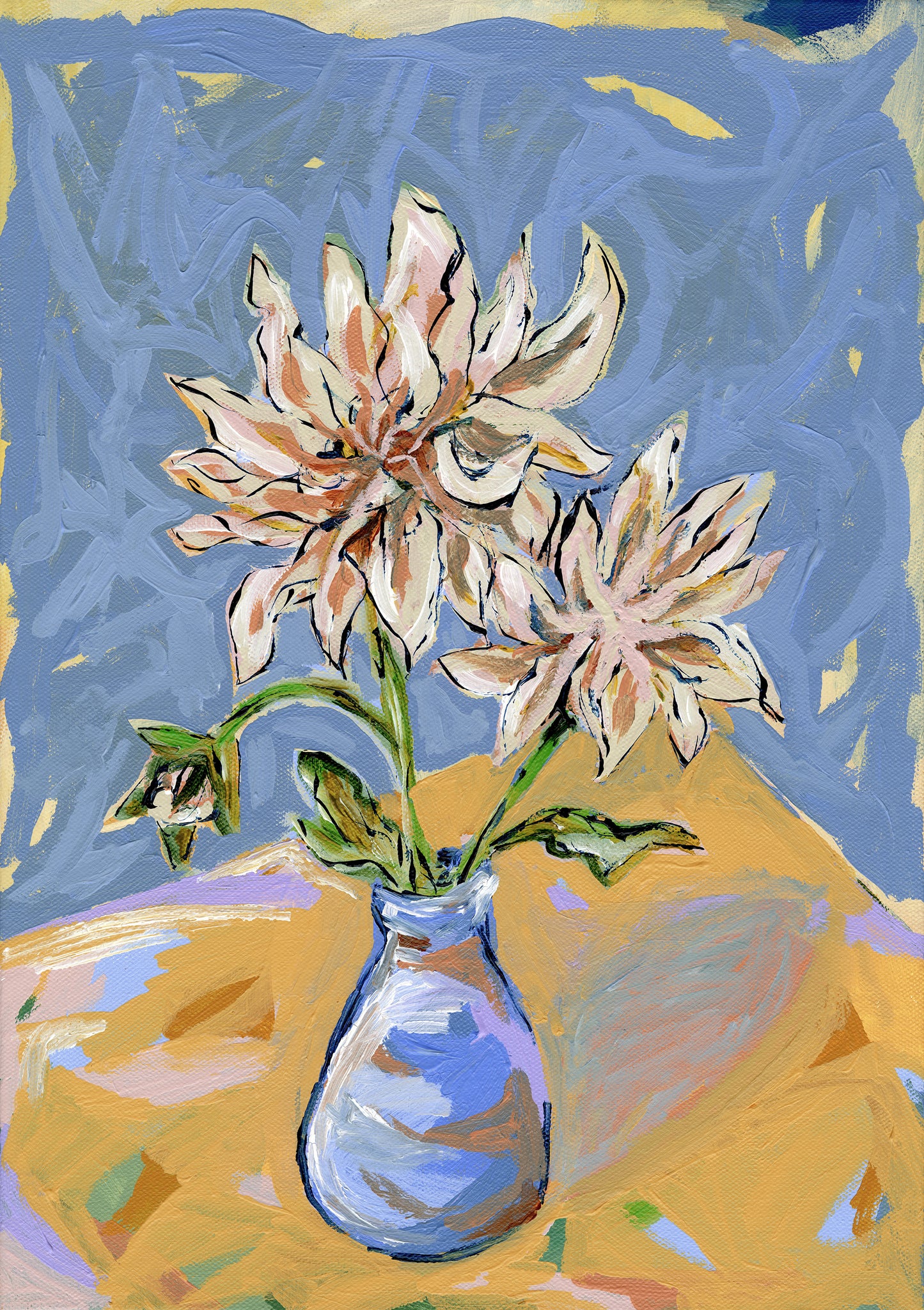 LIMITED EDITION 'DAHLIA ON BLUE' GICLEE ART PRINT