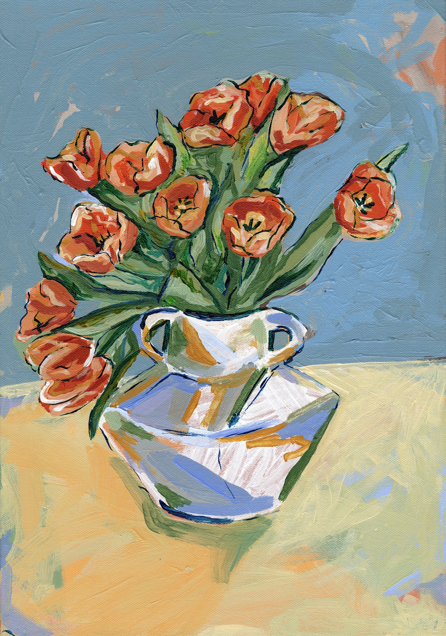 LIMITED EDITION 'TULIPS ON BLUE' GICLEE ART PRINT