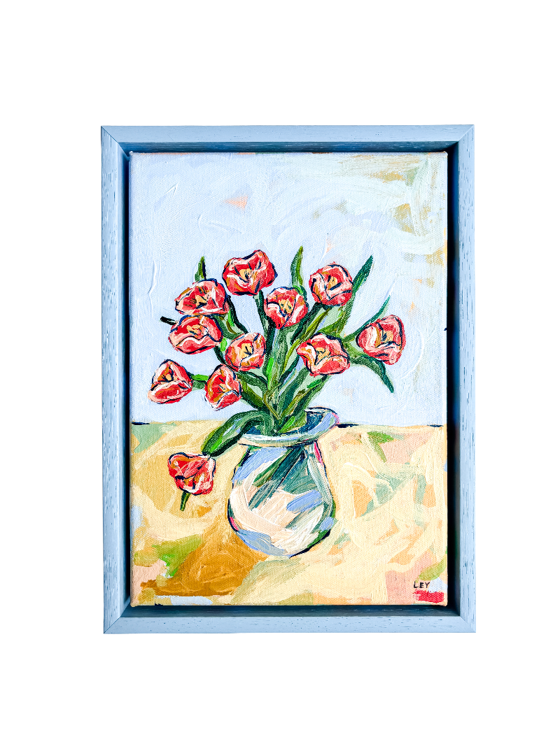 'RED TULIPS' FRAMED ORIGINAL PAINTING