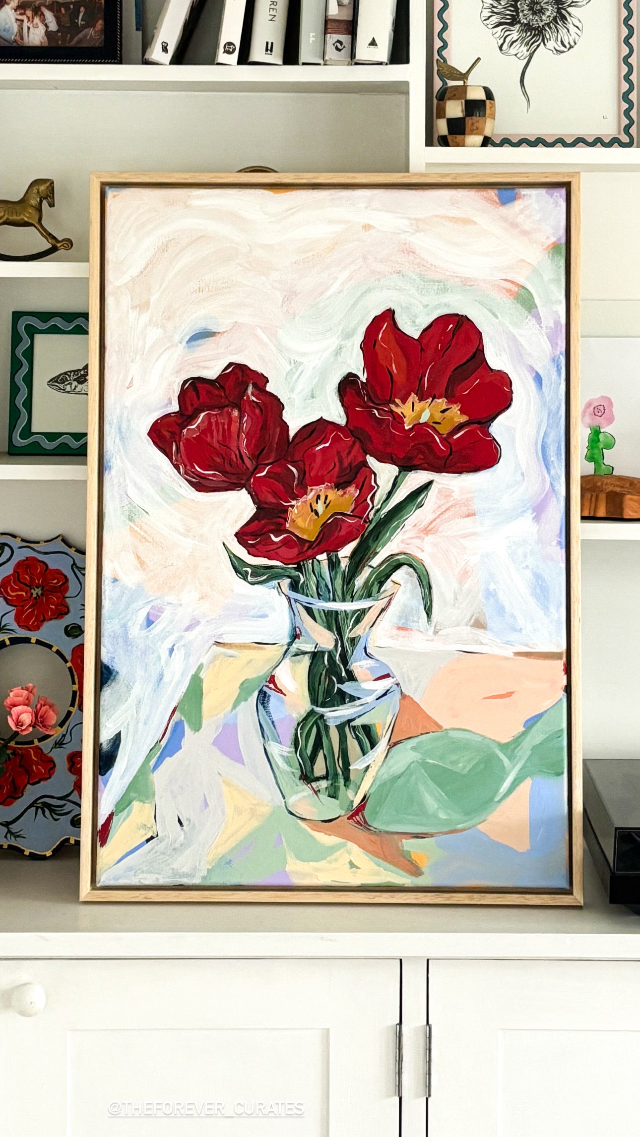 'The Red Flowers' FRAMED ORIGINAL PAINTING