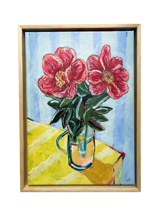 ‘SUMMER PEONIES' FRAMED ORIGINAL PAINTING