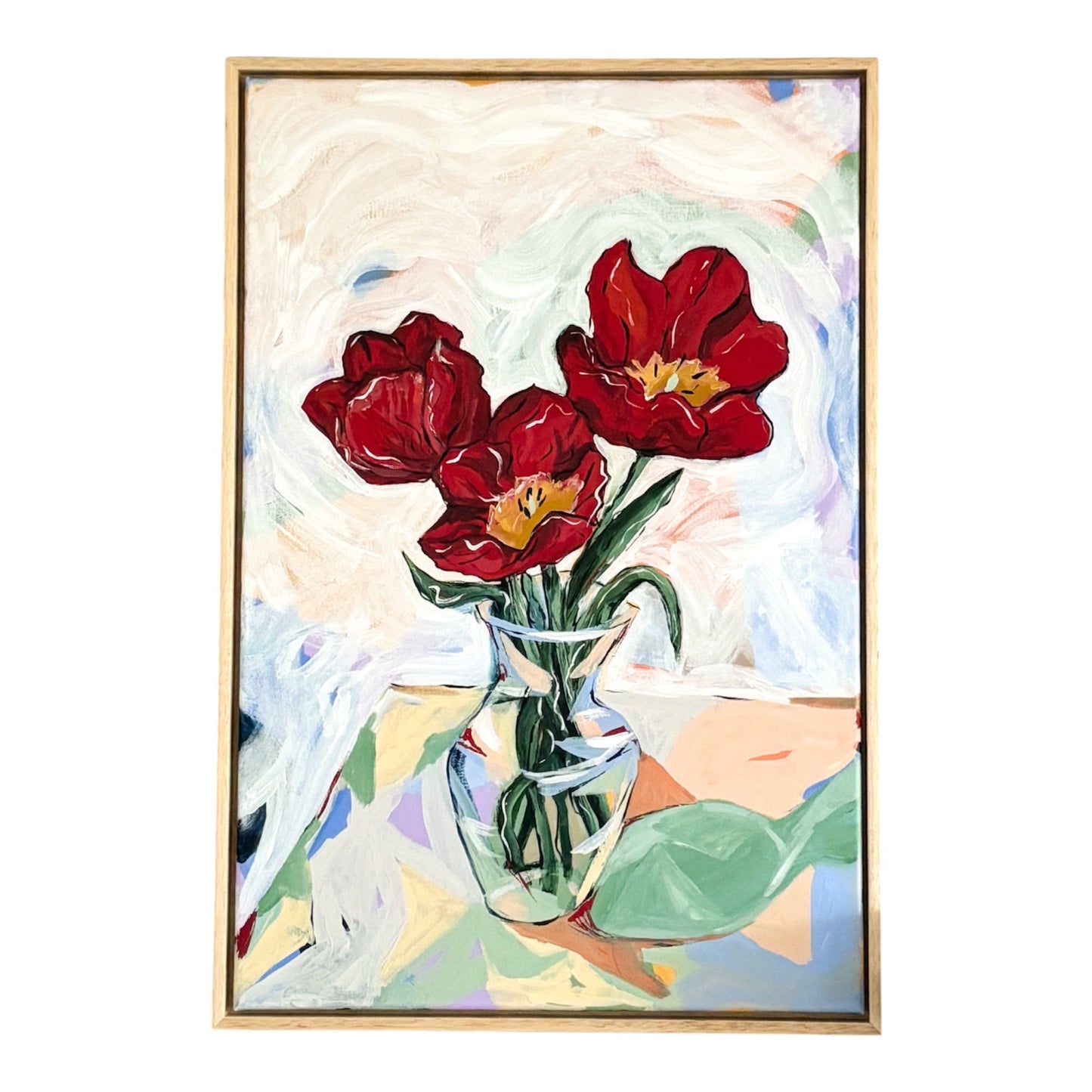 'The Red Flowers' FRAMED ORIGINAL PAINTING