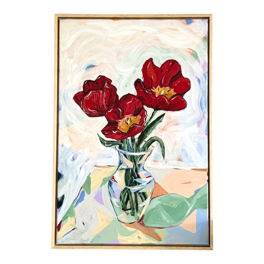 'The Red Flowers' FRAMED ORIGINAL PAINTING